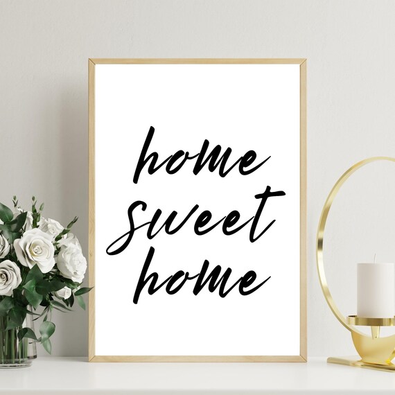 Home Sweet Home Elegant Script Typography Modern Wall Decor Poster