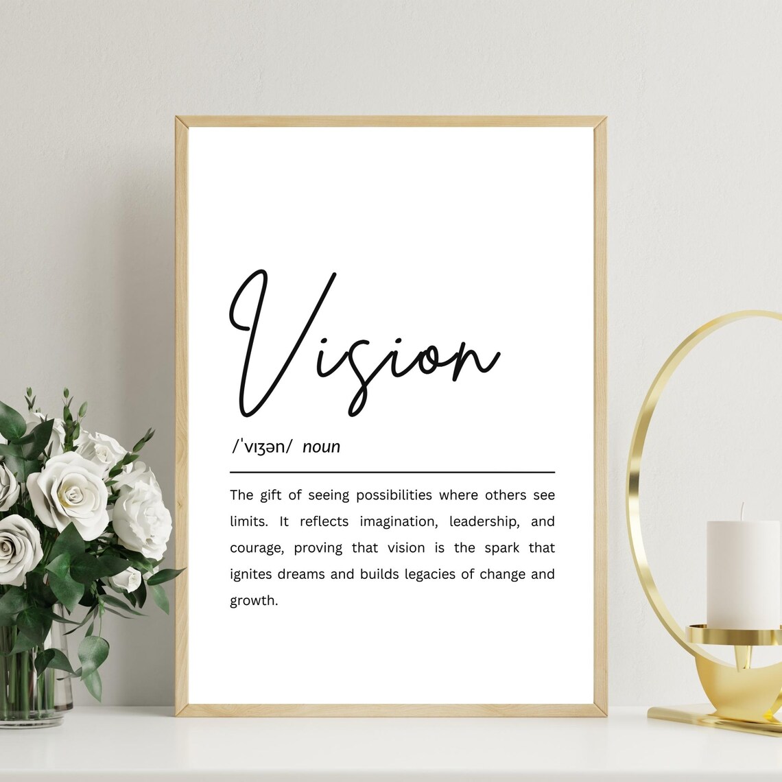 Vision Definition Typography Print Motivational Office Decor