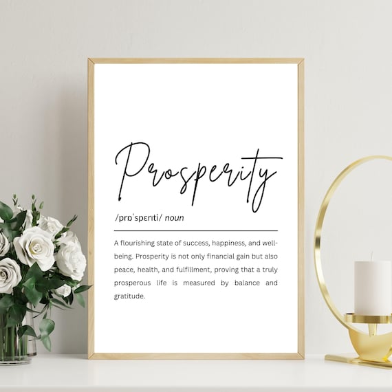 Prosperity Definition Typography Art Inspirational Minimalist Poster