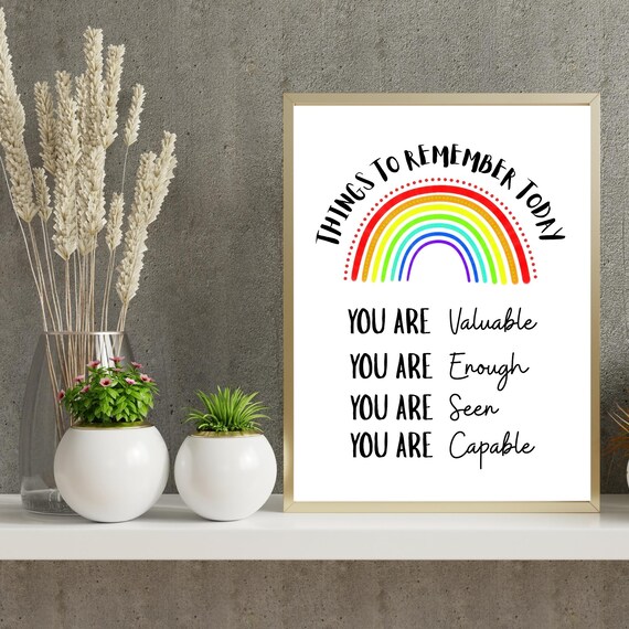 Self Affirmation Wall Art Positivity Print For Counselor Gift
