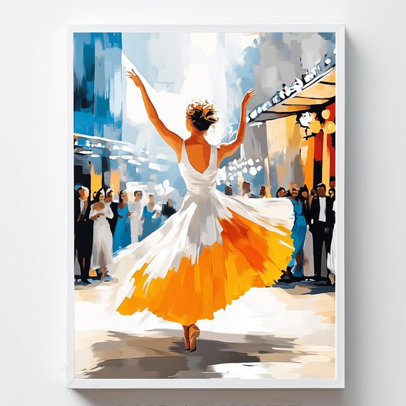 Ballerina Dance Art Print Vibrant Colors Theatrical Scene