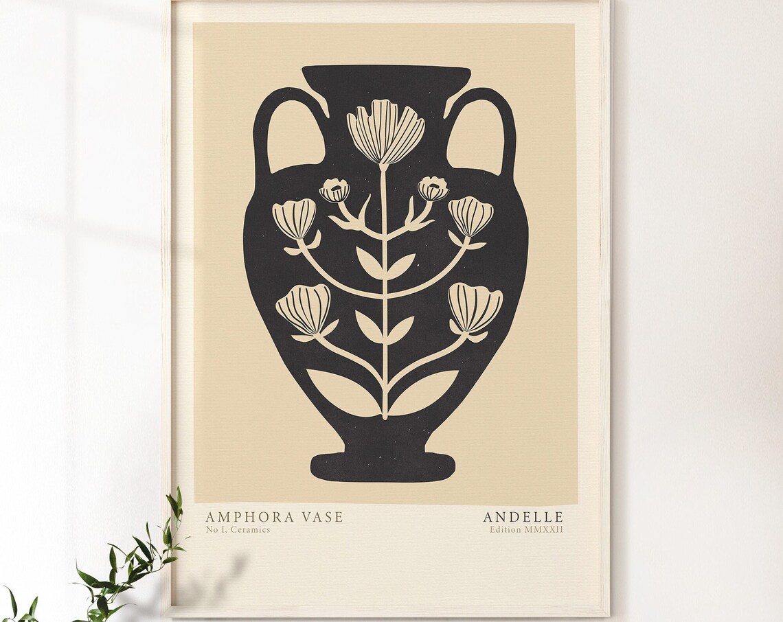 Abstract Greek Vase Art Print, Mid-Century Modern