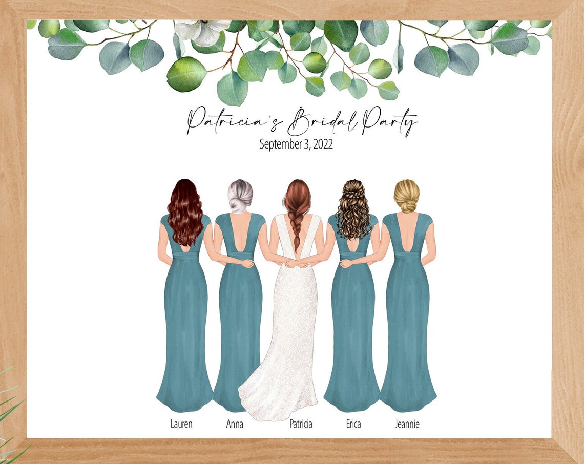 Custom Bridal Party Portrait Bride and Bridesmaids Gift Poster