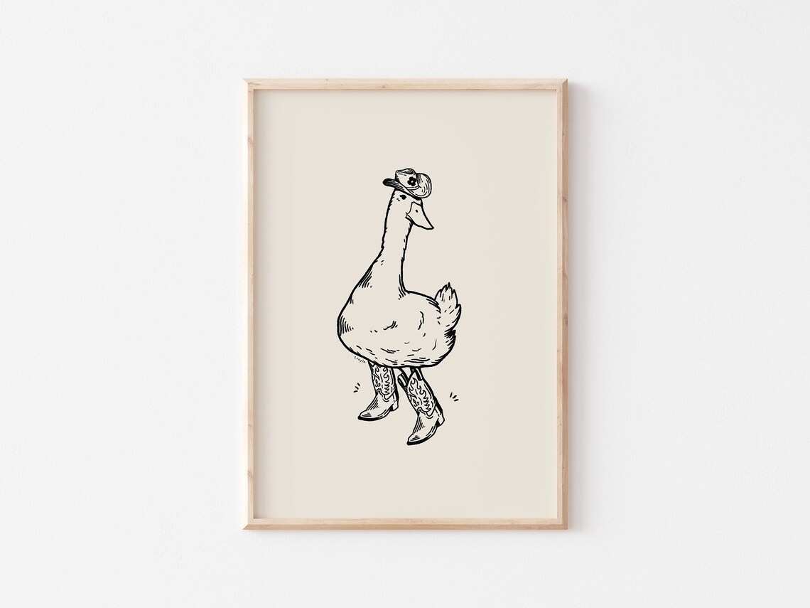 Western Duck Print, Retro Vintage Wall Art - Image 2