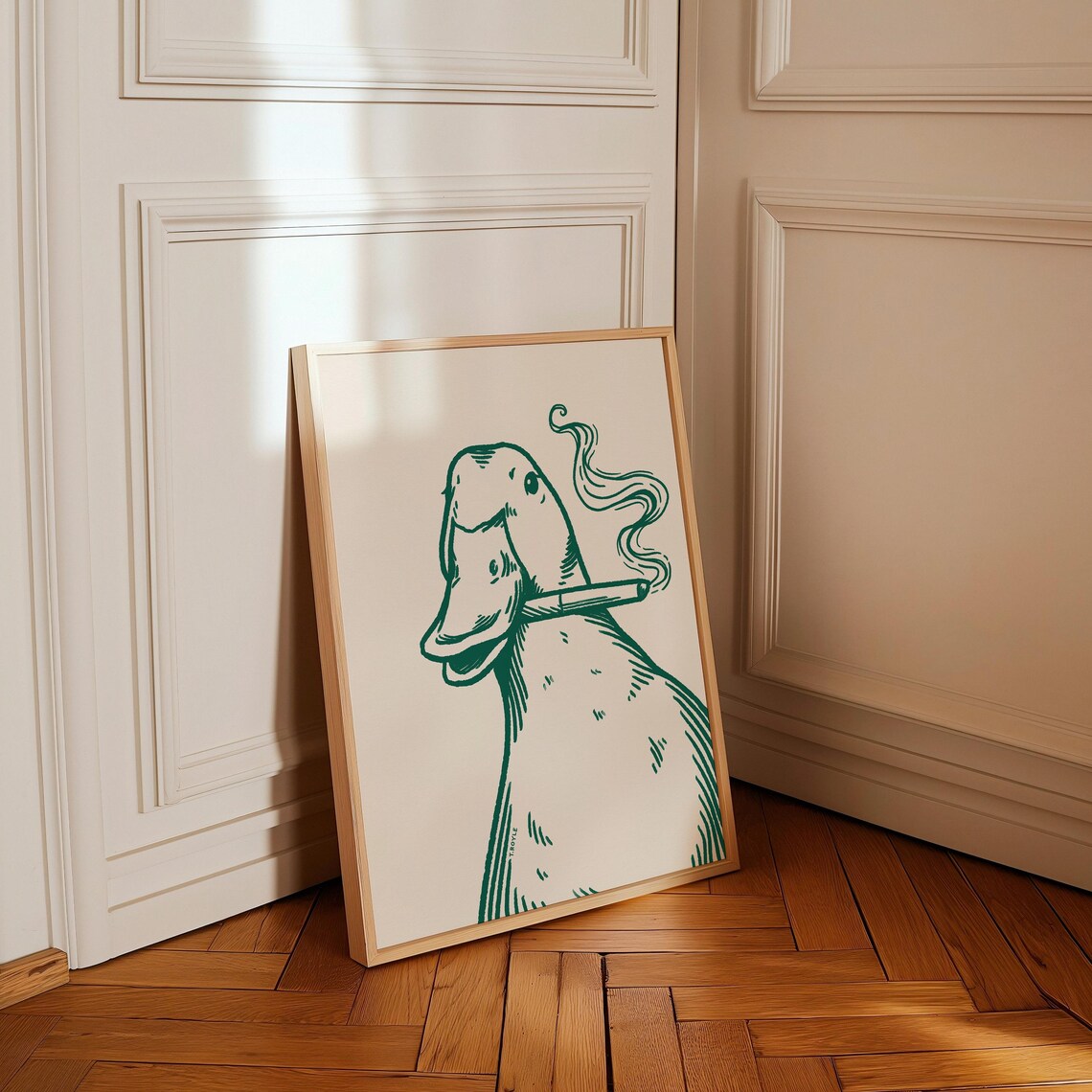 Duck Smoking Retro Vintage Art Print, Funky Decor - Image 3