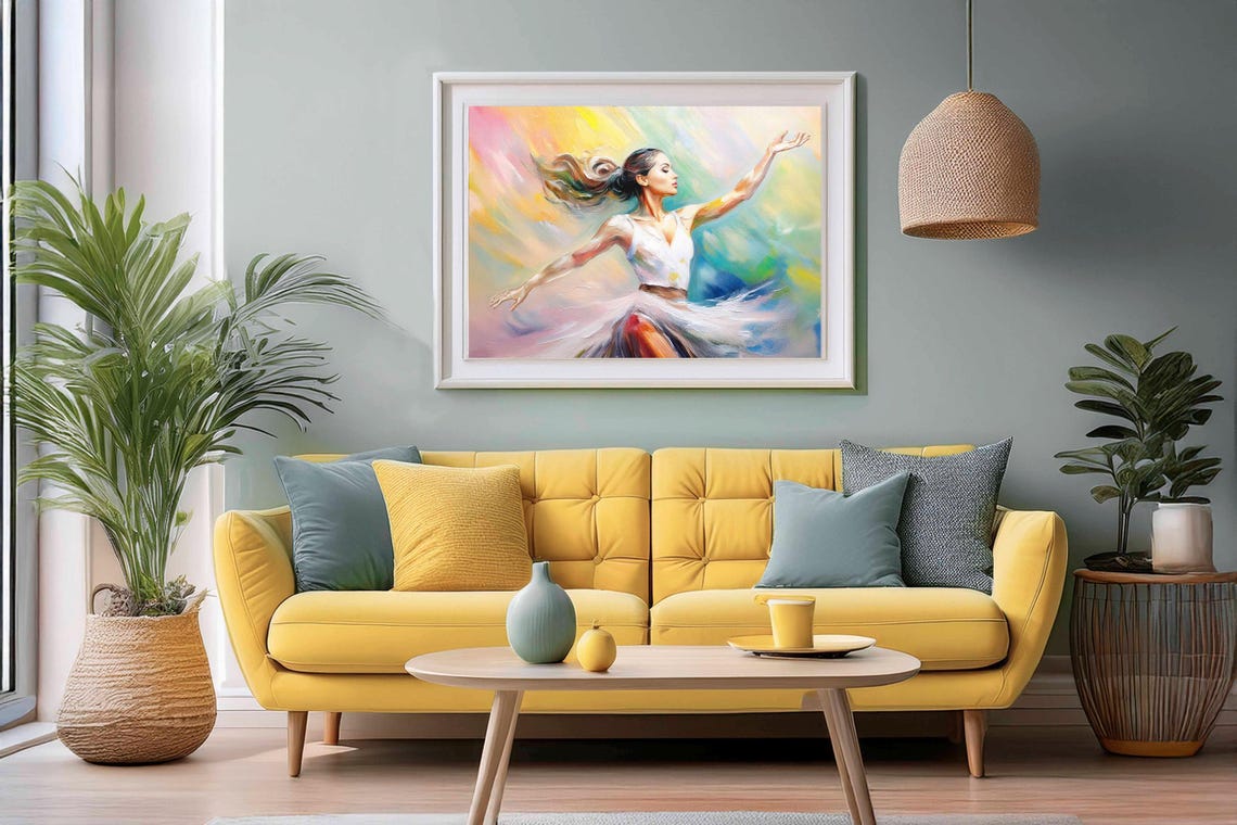Image Print Mural Design Template Motif Pastel Tones Dancer Ballerina Elegant Dancer - Image 2