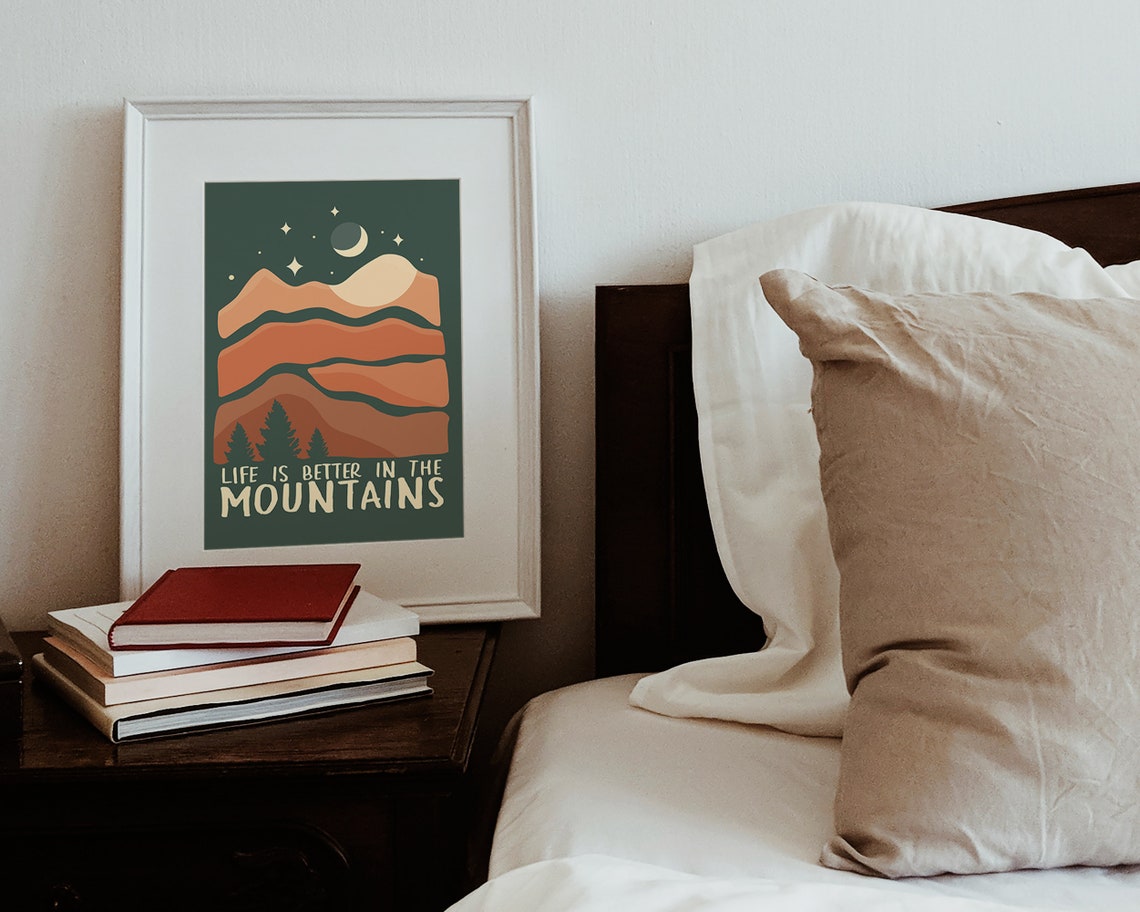 Life Is Better in the Mountains Sunset Moon Adventure Poster - Image 2