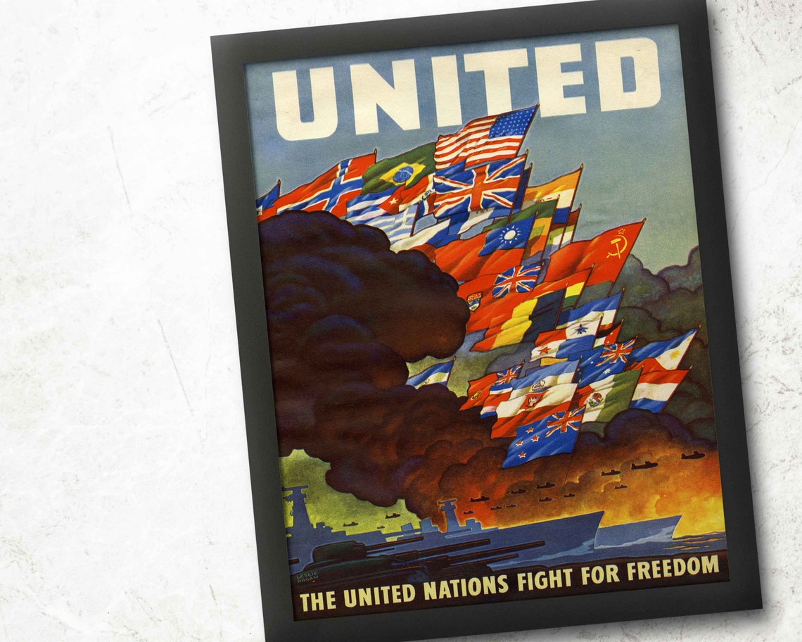United Nations Fight for Freedom WWII Allied Nations Flags Poster - Image 4