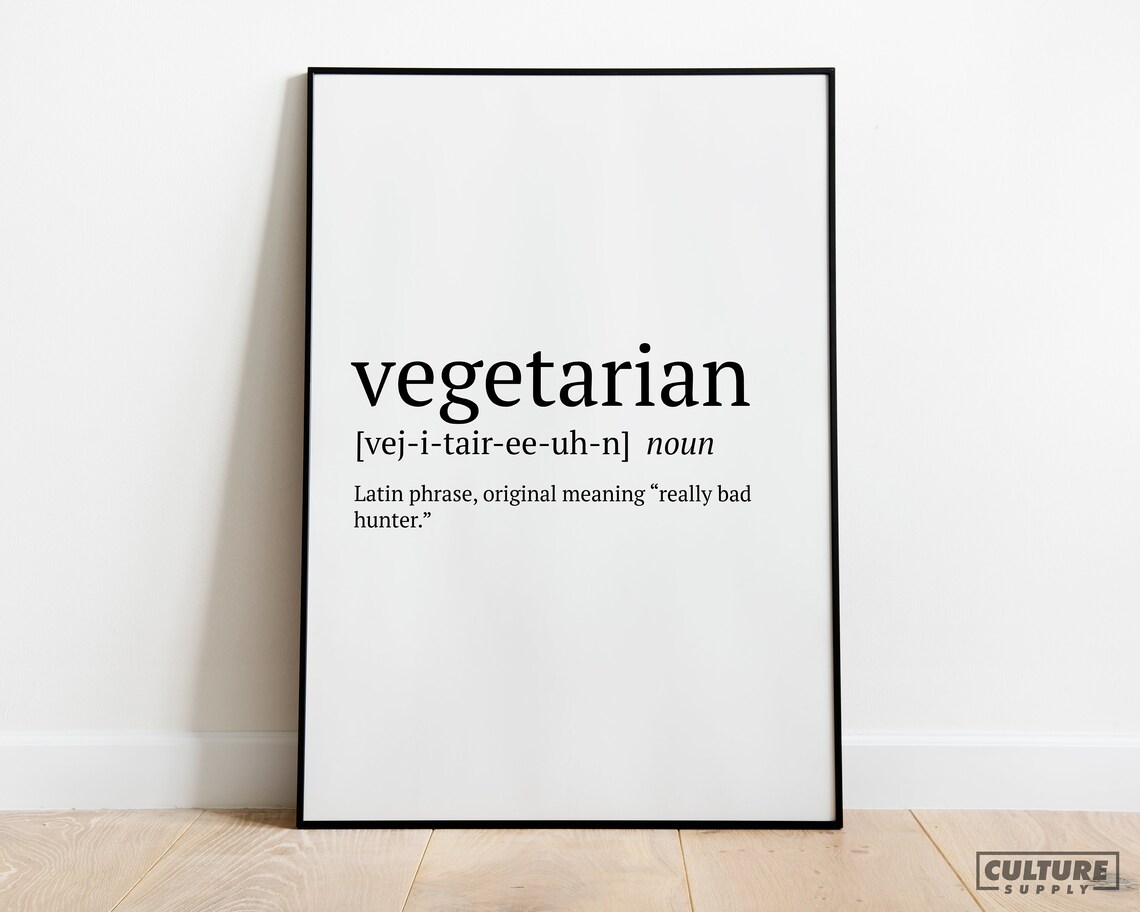 Vegetarian Definition Really Bad Hunter Funny Dictionary Print