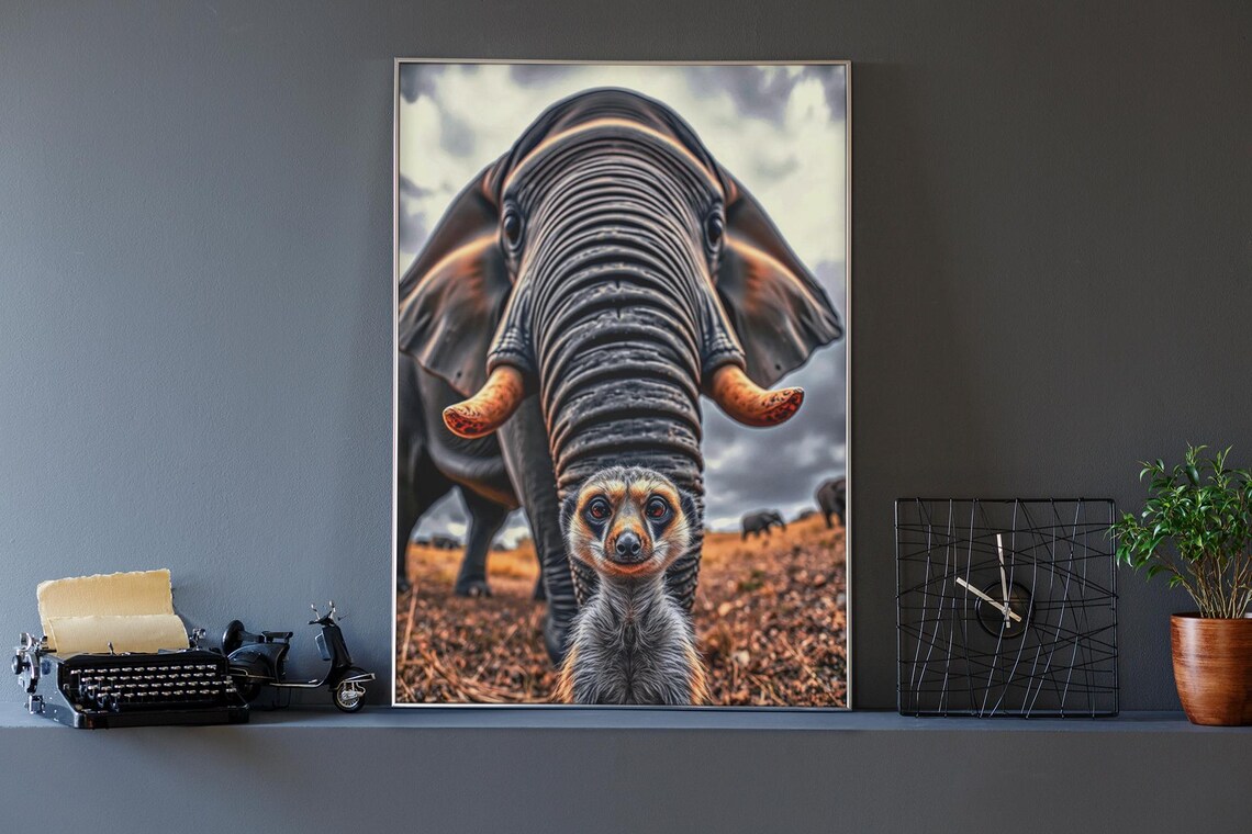 Meerkat Poster, Funny Animal Surreal Wildlife Art - Image 5
