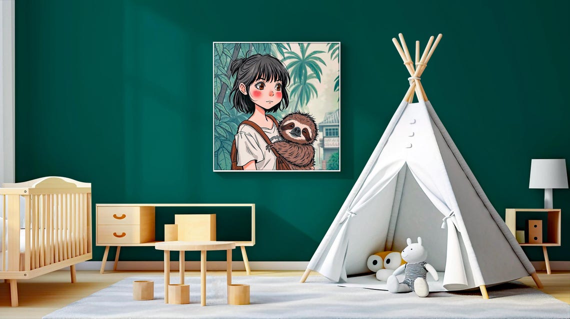 Sloth Watercolor Children's Room Illustration - Image 6
