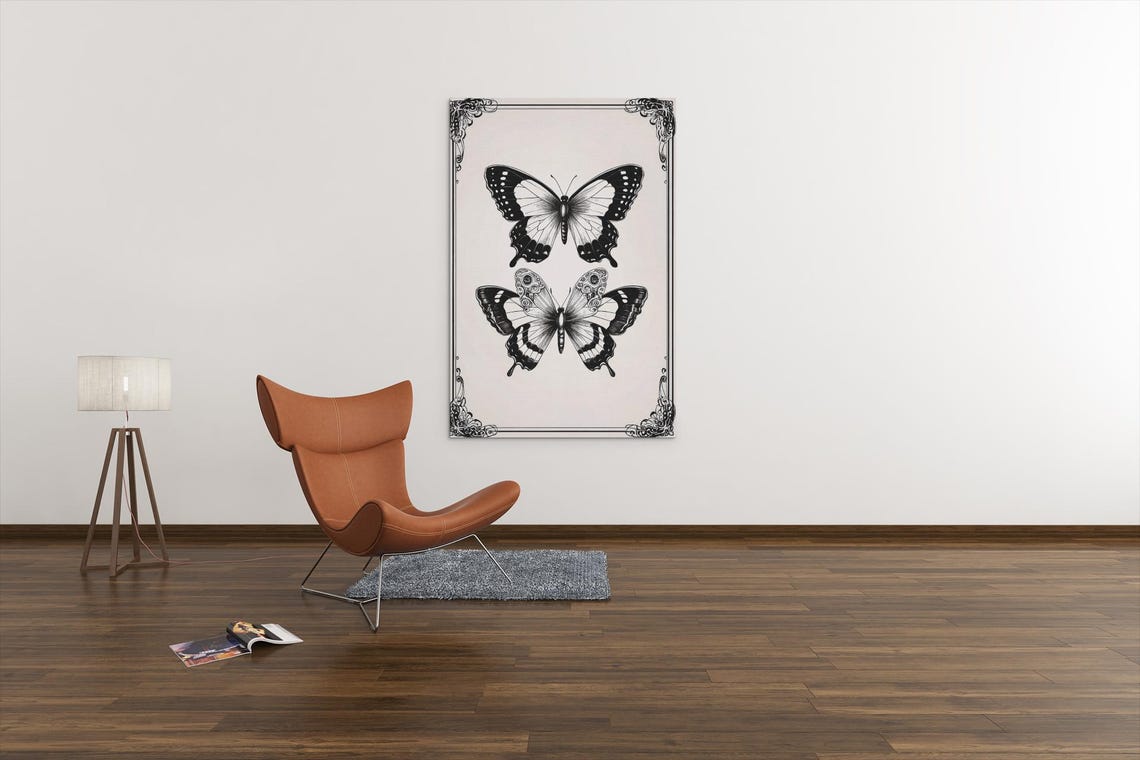 Vintage Butterfly Art Nouveau Poster Print - Image 3