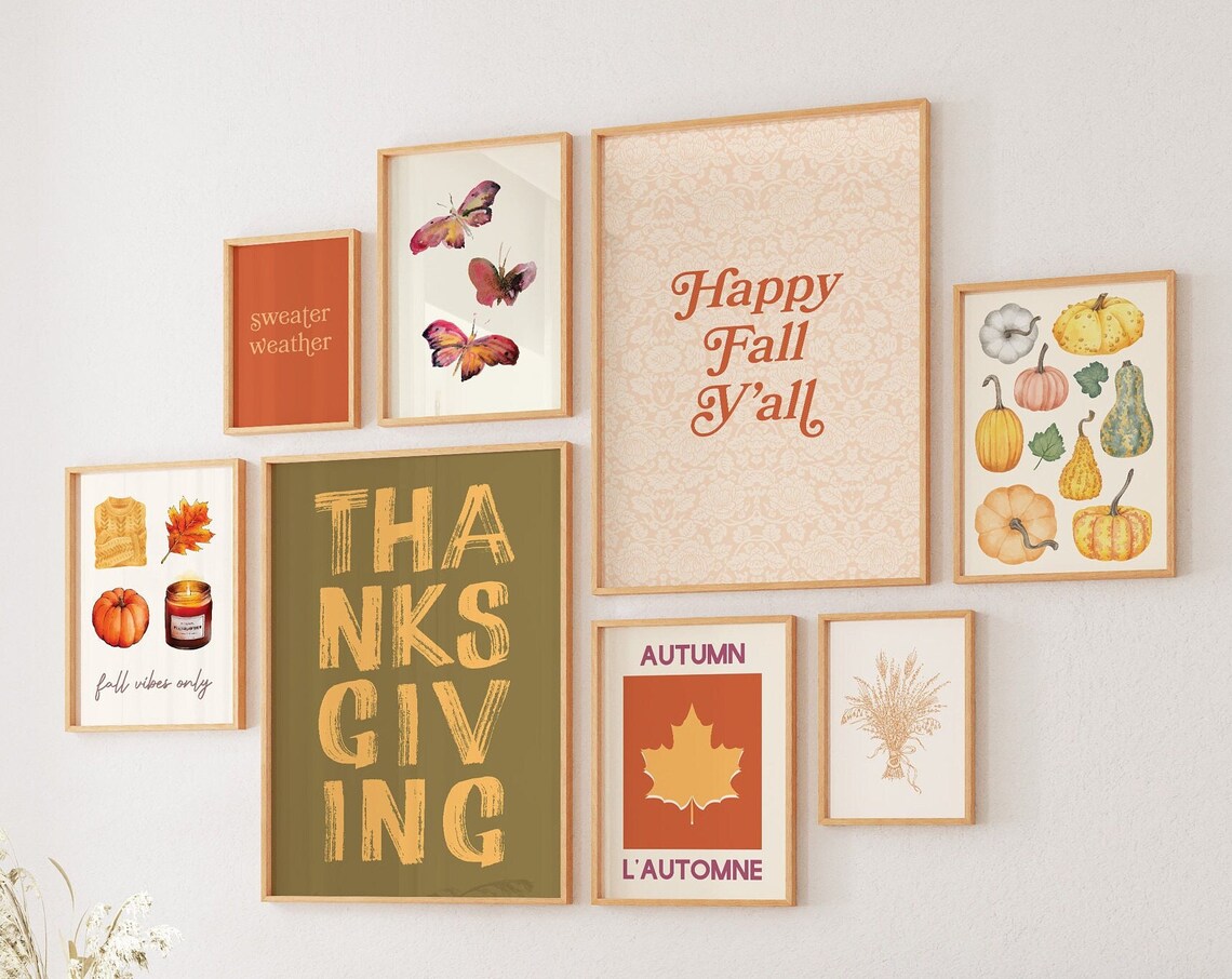 Fall 8 Autumn Gallery Bundle Happy Fall Yall Seasonal Decor Poster