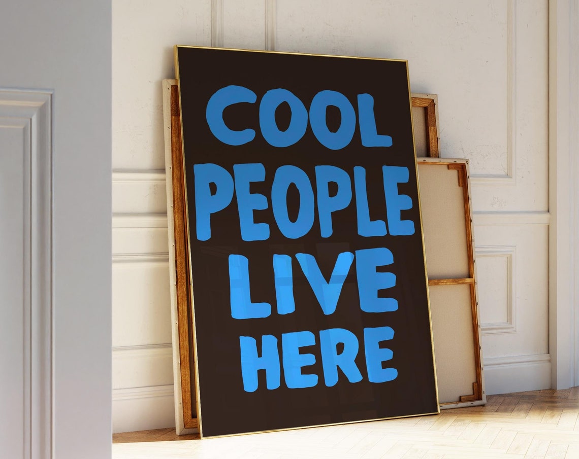 Cool People Live Here Print Typography Poster Modern Home Decor Minimalist Print Hand Drawn Sketch Quote Poster Entryway Wall Art