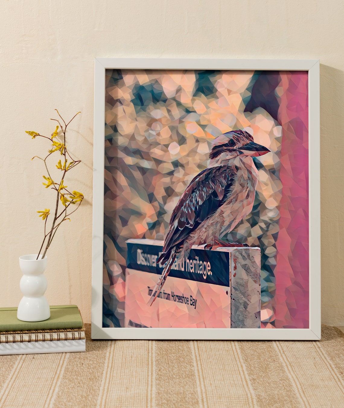 Kookaburra Perched on Sign Post Low Poly Australian Bird Poster - Image 2