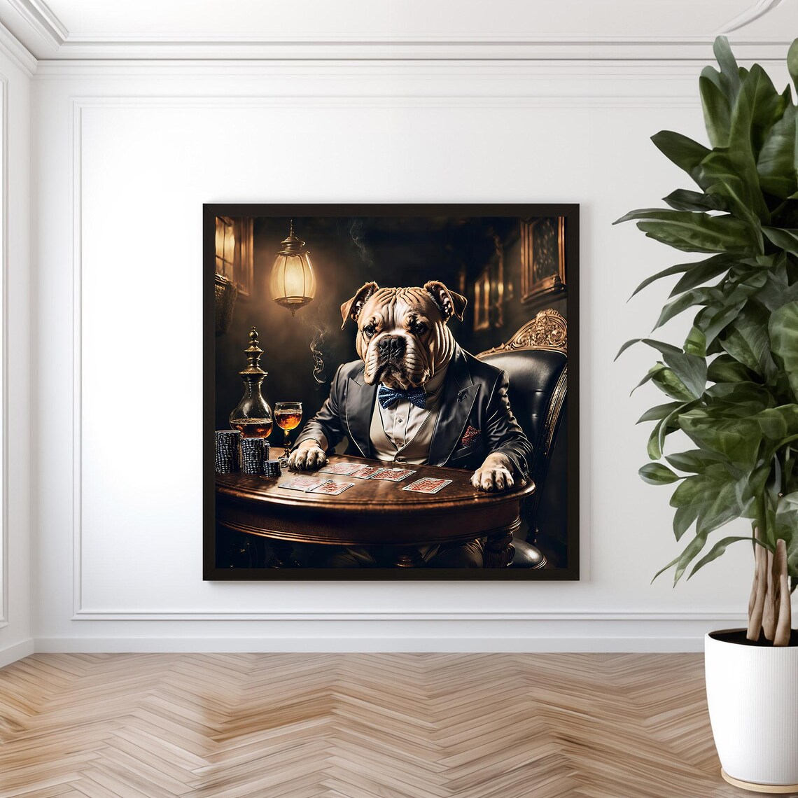 Bulldog In Suit Playing Poker Vintage Casino Card Night Art Poster - Image 5
