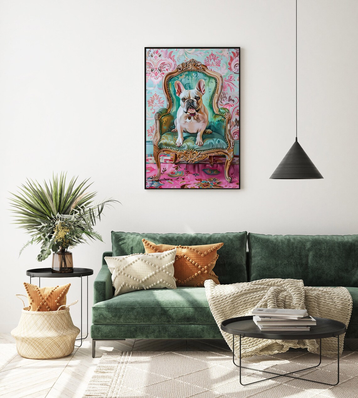 French Bulldog Throne Chair Elegant Pink Baroque Dog Portrait Poster - Image 4
