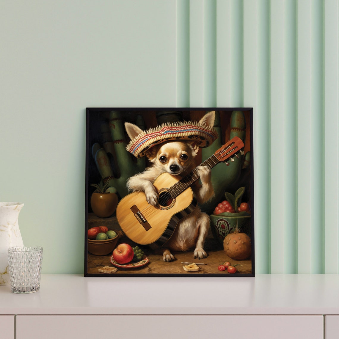 Chihuahua In Mariachi Outfit And Guitar Framed Poster Chihuahua Art Chihuahua Decor Sombrero Dog Art Musical Chihuahua Mexican Fiesta - Image 3