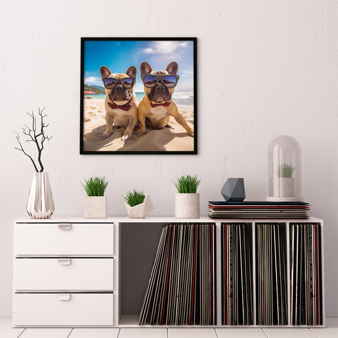 Dogs Wearing Sunglasses At The Beach Framed Poster Cool Dogs At The Beach Bulldogs Wearing Sunglasses Dogs Wall Art Dog Lovers - Image 5