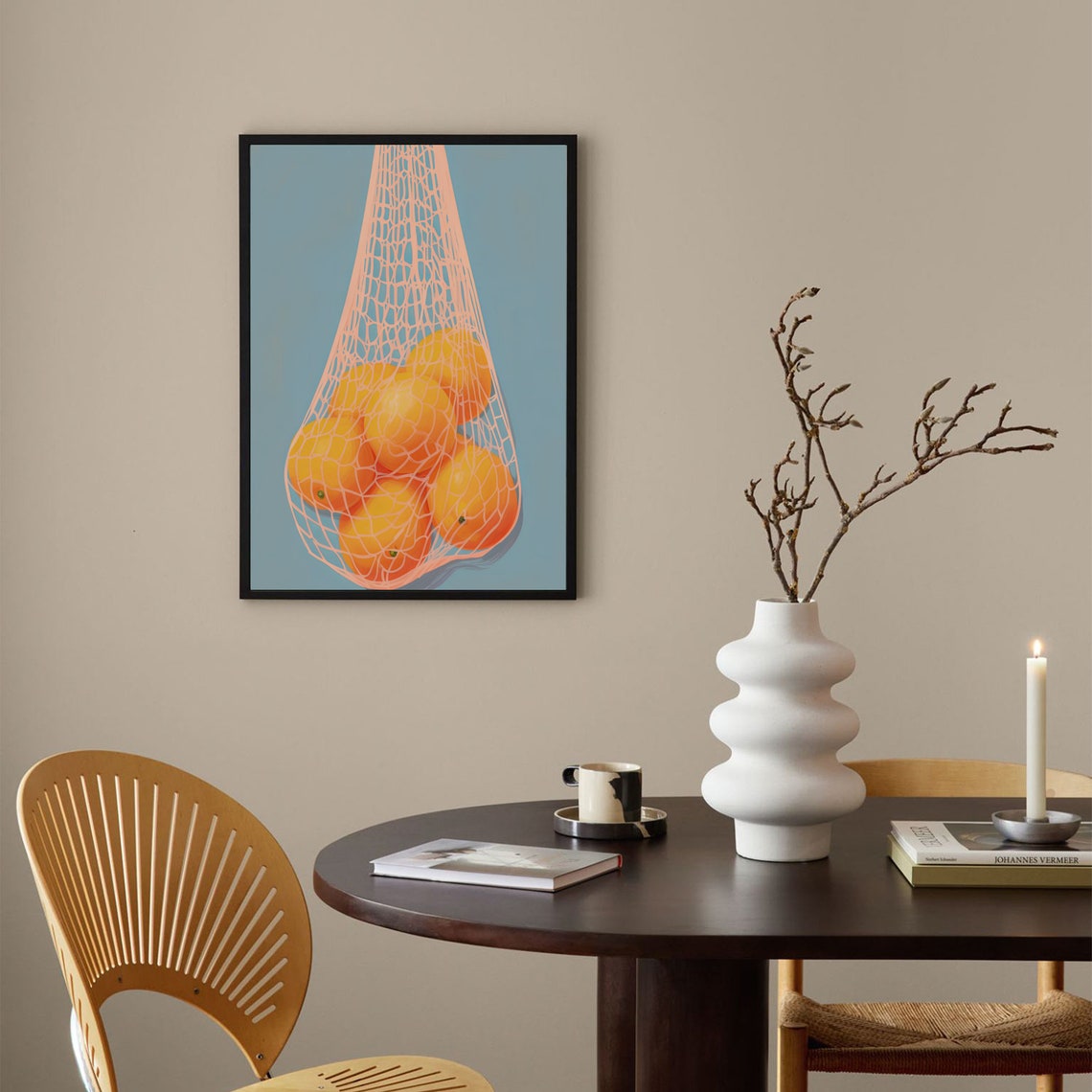 Fresh Oranges In Pink Mesh Market Bag Retro Fruit Pop Art Poster - Image 4