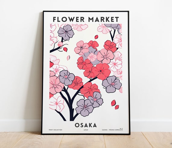 Osaka Flower Market Art Print Colorful Floral Wall Decor