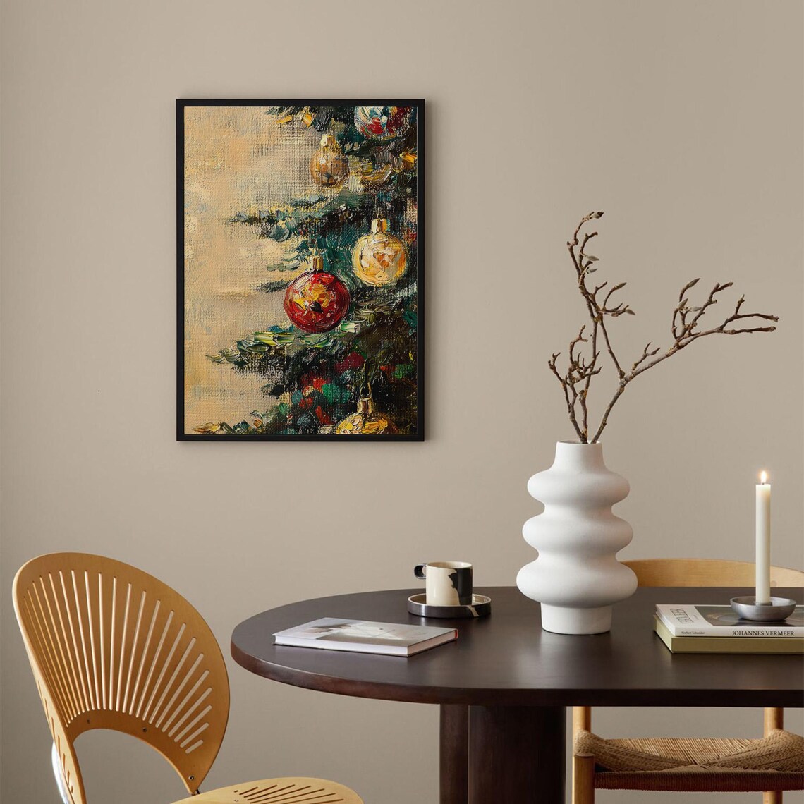Christmas Bauble Close Up Impasto Oil Painting Ornament Art Poster - Image 2