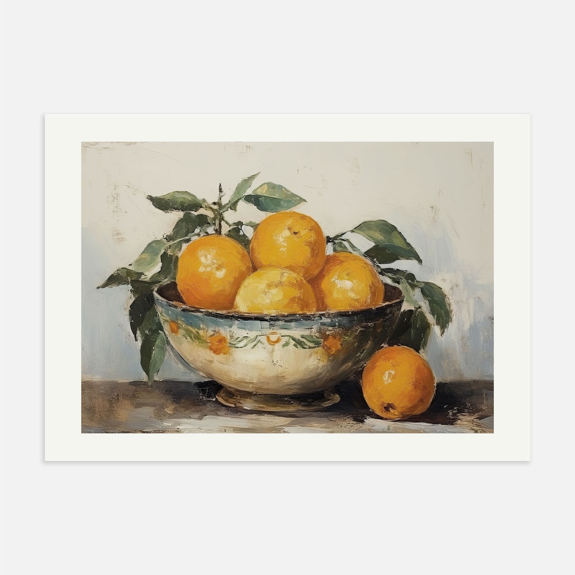 Orange Still Life Ceramic Bowl Vintage Citrus Fruit Painting Poster - Image 4
