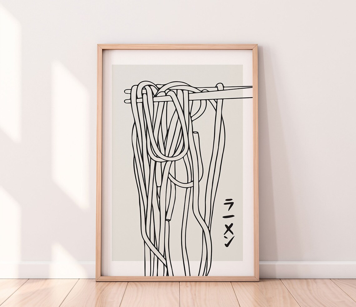 Ramen Noodles Illustration, Japanese Food Art Print