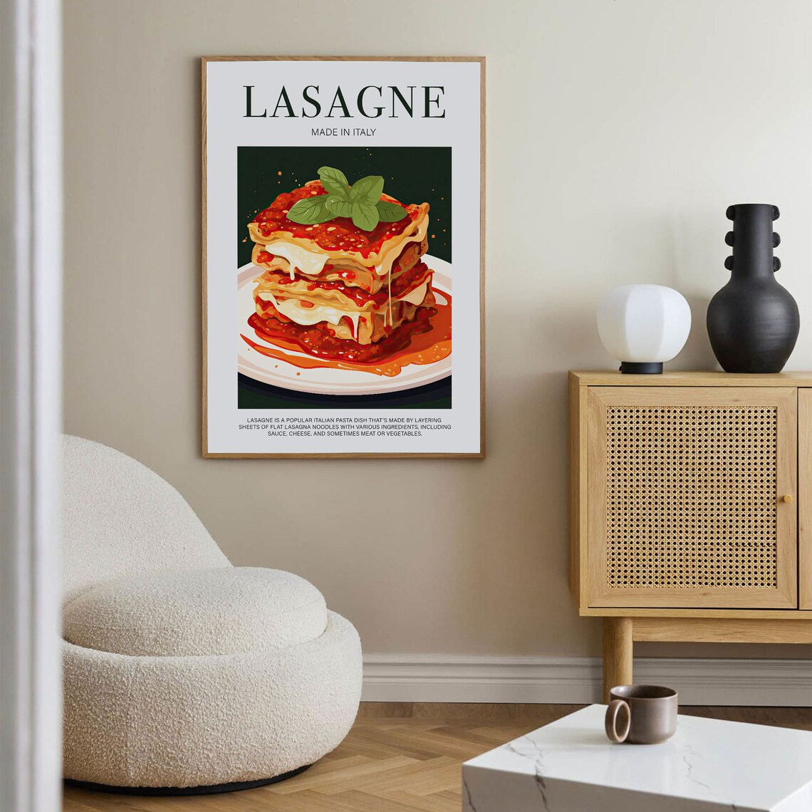 Lasagne Made In Italy Food Poster Cheesy Pasta Slice Kitchen - Image 2