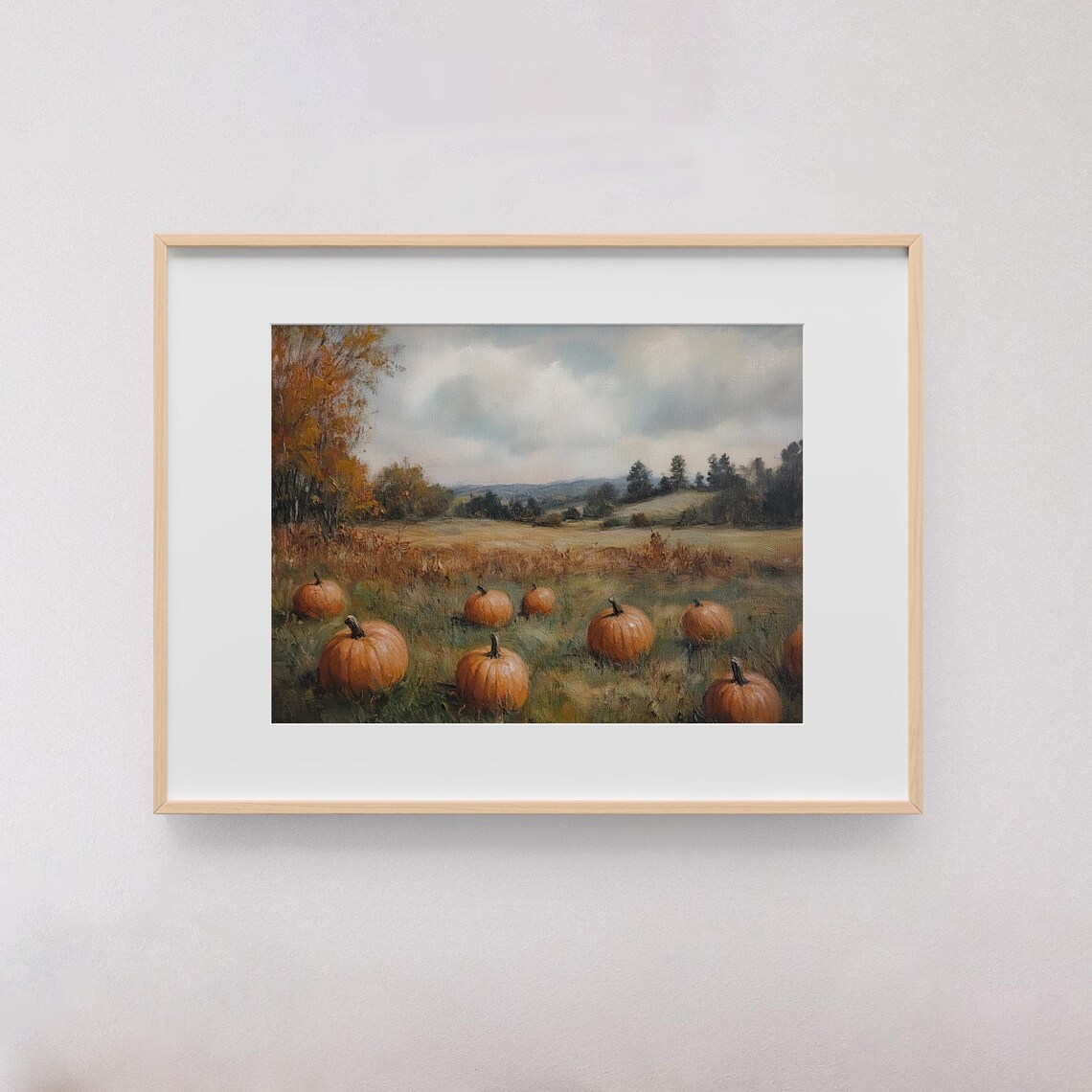 Autumn Pumpkin Field Rustic Vintage Oil Painting Fall Poster - Image 3