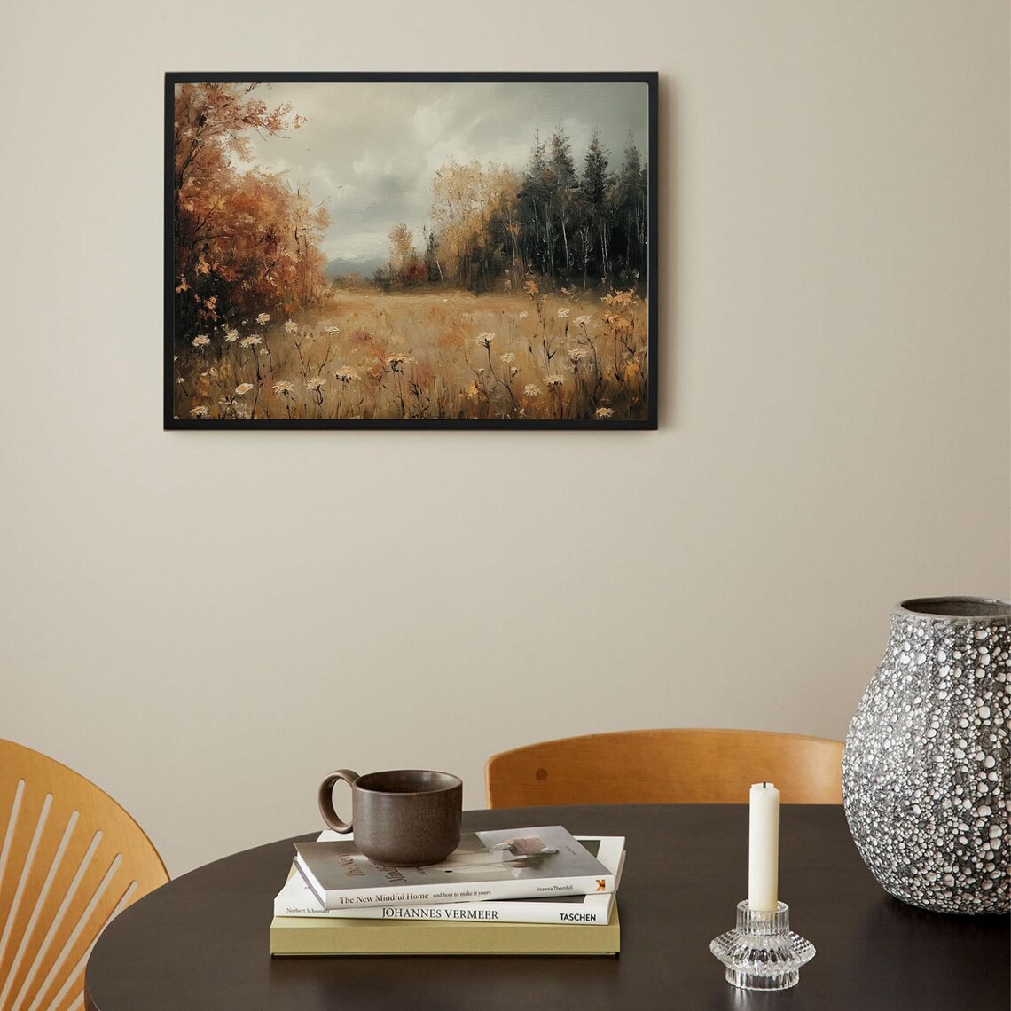 Golden Wildflower Autumn Meadow Vintage Landscape Painting Poster - Image 2