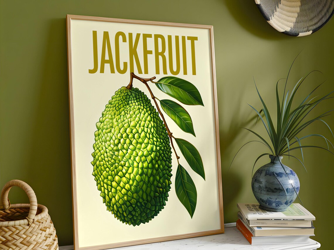 Exotic Jackfruit Mounted Framed Poster Tropical Fruit Wall Art Ready To Hang Ecofriendly Decor