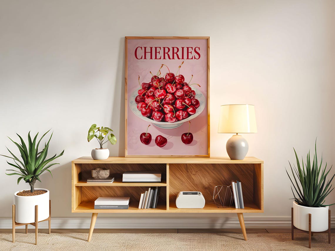 Vintage Cherries Poster, Food Illustration - Image 2