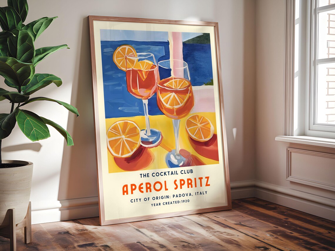 Aperol Spritz The Cocktail Club Italian Vintage Bar Wall Poster