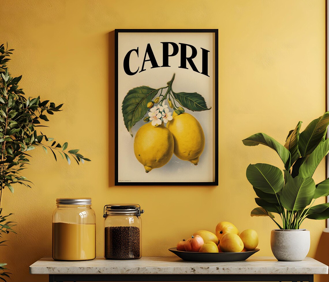 Vintage Capri Lemon Poster, Luxury Decor - Image 2