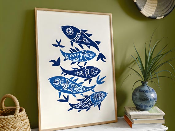 Vintage Vibe Fish Poster, Unique Artwork