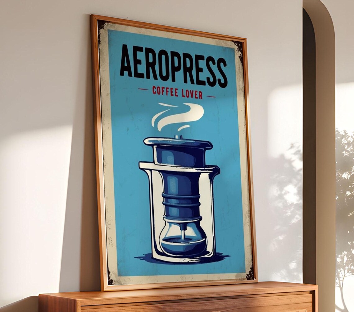 Retro Aeropress Coffee Lovers Poster