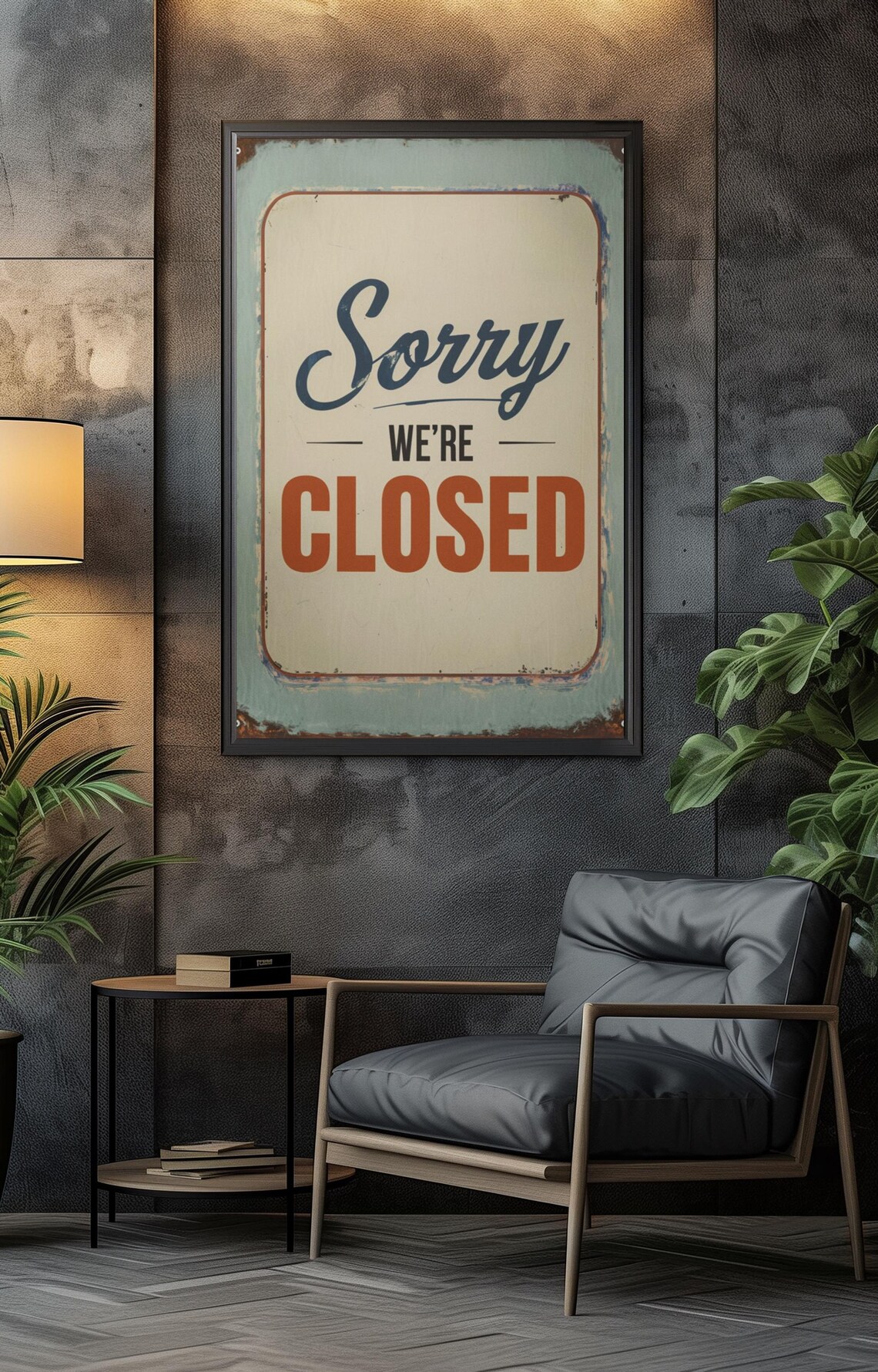 Vintage Sorry Were Closed Rustic Wooden Sign - Image 4