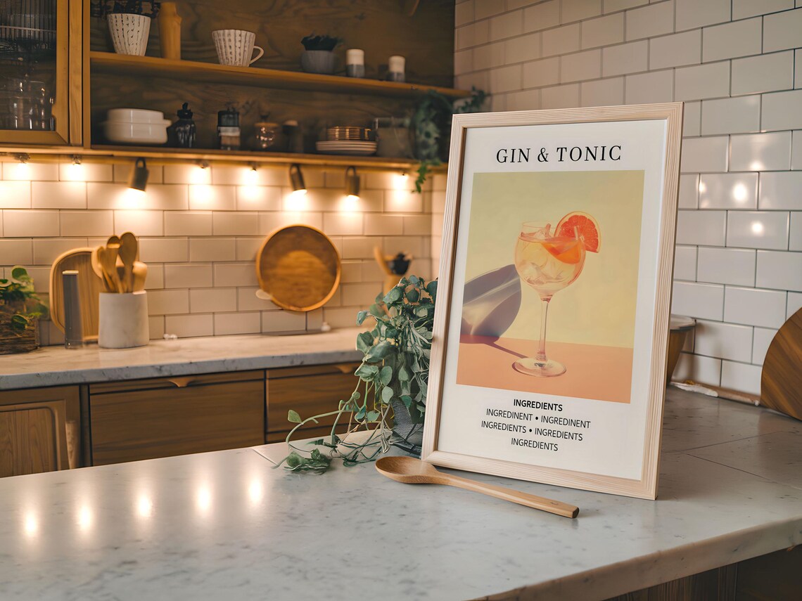 Retro Gin Tonic - Drink Ingredients Art - Image 6
