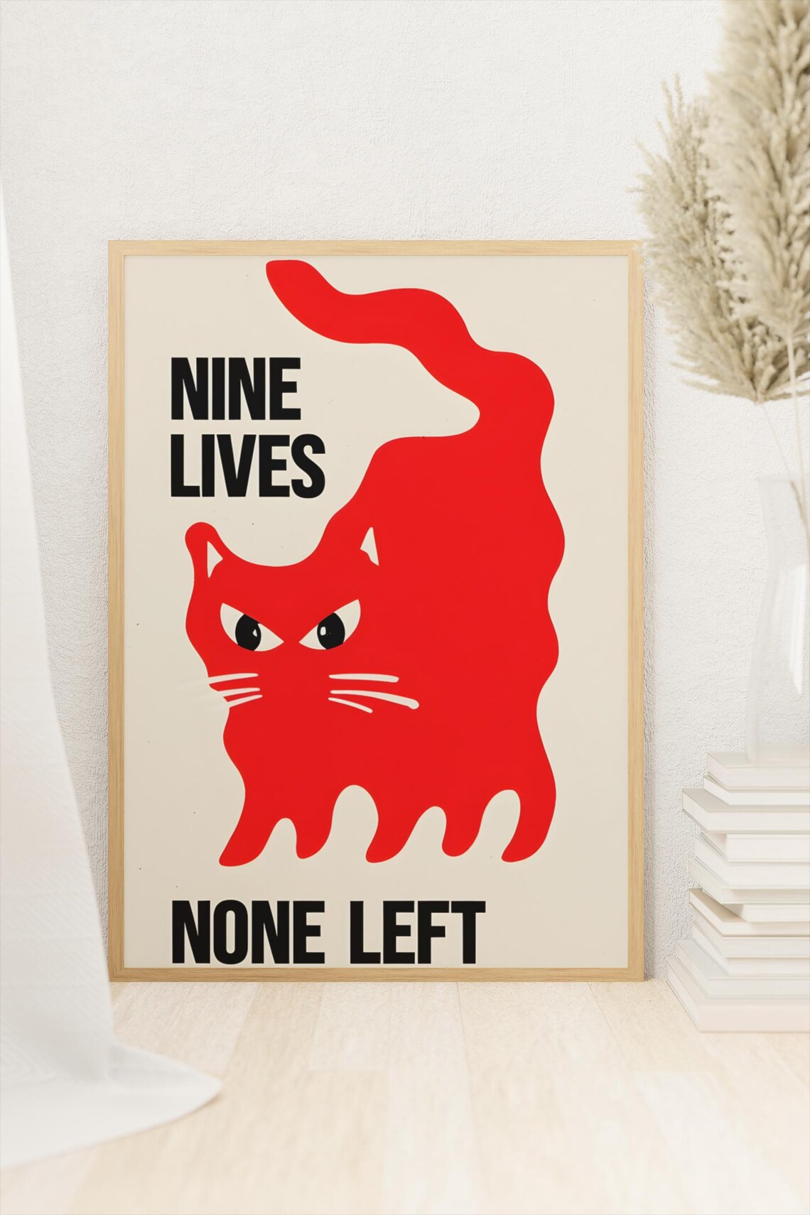 Nine Lives None Left Cat Poster, Minimalist Decor - Image 7