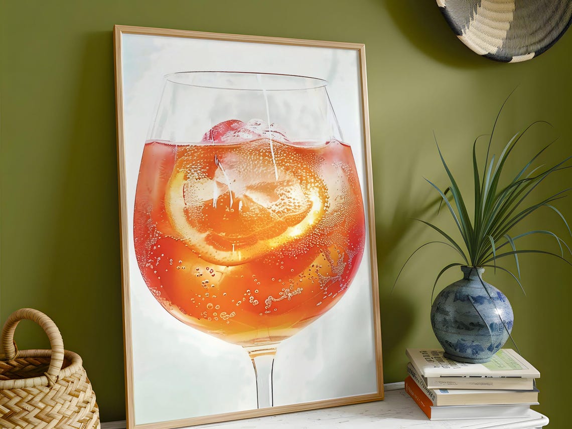 Aperol Spritz Cocktail Photorealistic Balloon Glass Bar Poster