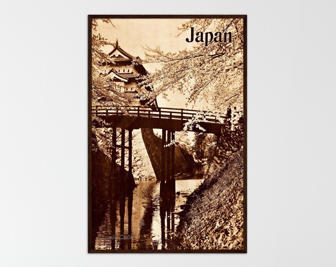 Japan Retro Travel Poster, Vintage Mountain Landscape
