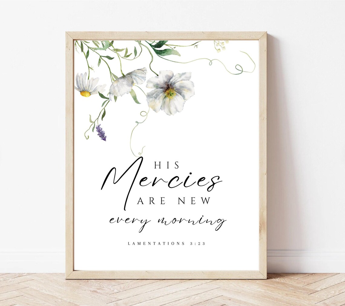 Lamentations 323 His Mercies Are New Every Morning Bible Verse Scripture Wall Art Christian Faith Wall Art Baptism