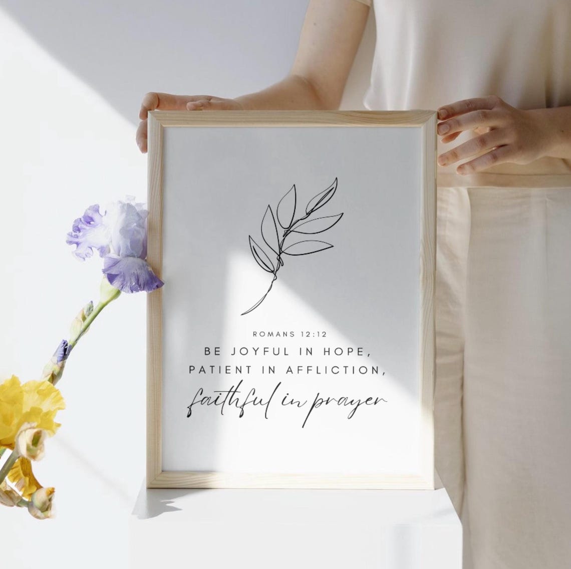Romans 12:12 Be Joyful Patient Faithful Botanical Minimalist Print - Image 3