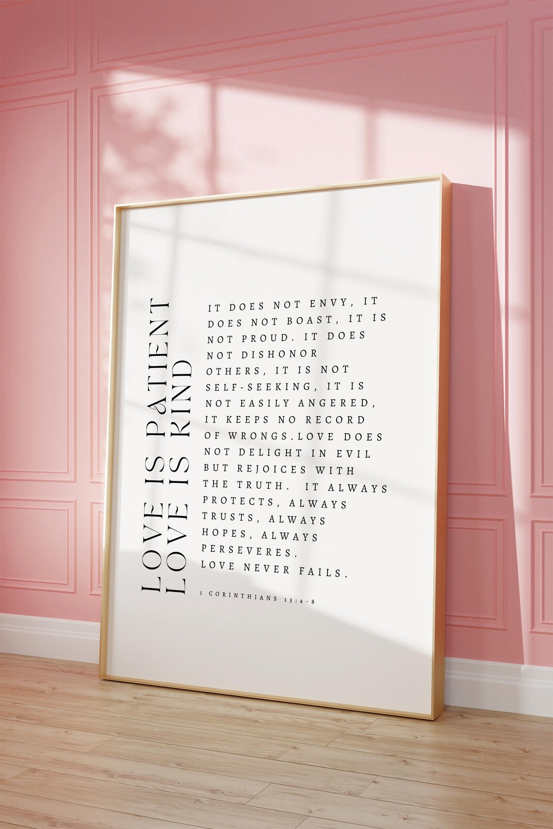 1 Corinthians 134 8 Love Is Patient Love Is Kind Wall Art Love Is Patient Bible Verse Wall Art Love Print Christian