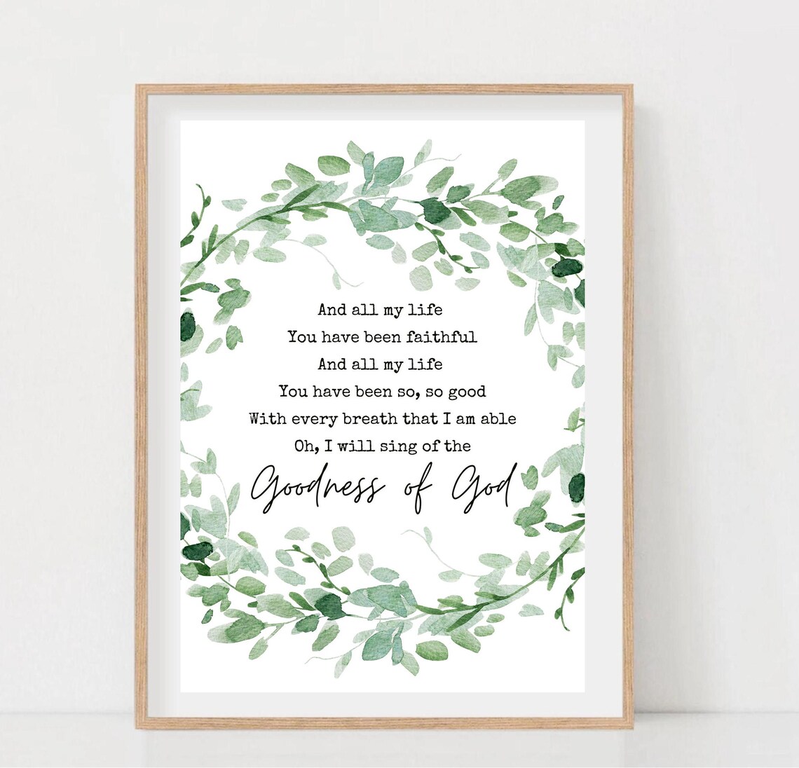 Goodness of God Lyric Watercolor Wreath Botanical Christian Poster - Image 2