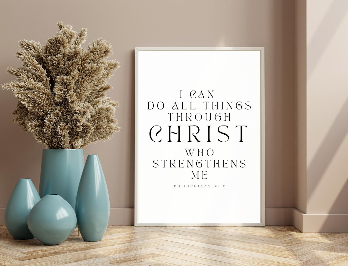 Philippians 4:13, Bible Verse Scripture Art - Image 2