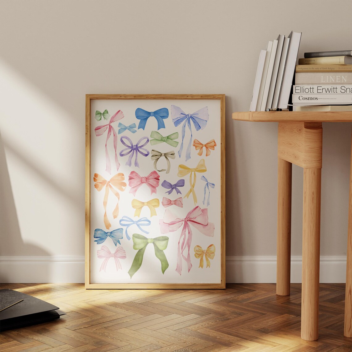 Colorful Watercolor Ribbon Bows Collage Preppy Trendy Wall Poster - Image 2