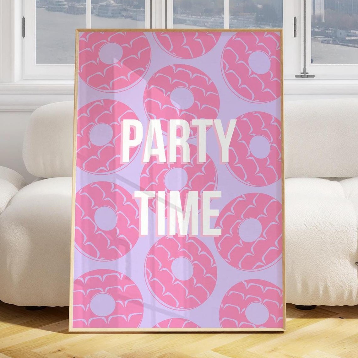 Party Time Pink Party Rings Retro Celebration Statement Poster