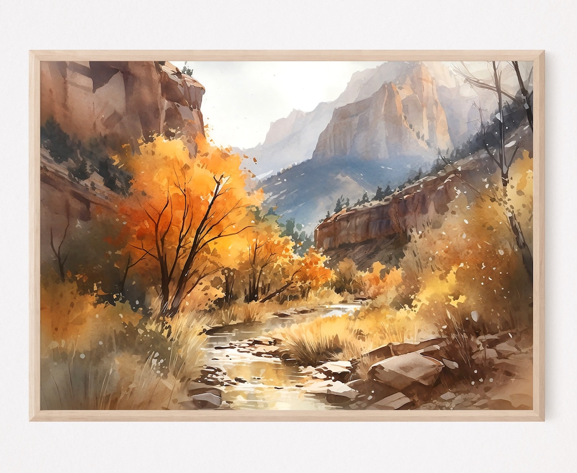 Zion Watercolor National Park Travel Poster
